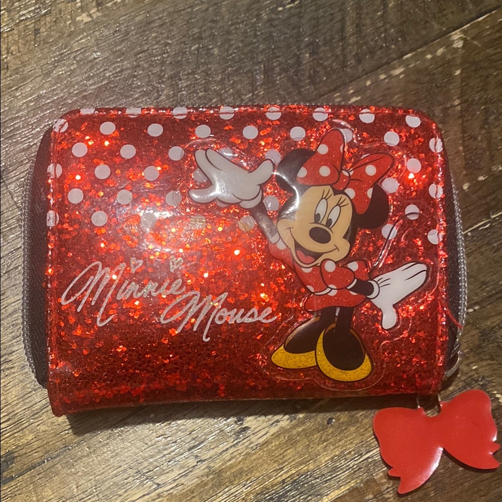 Disney Minnie Mouse Red Glitter Kids Wallet
